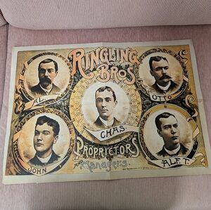 Antique Ringling Bros. Circus "Proprietors and Managers" Poster